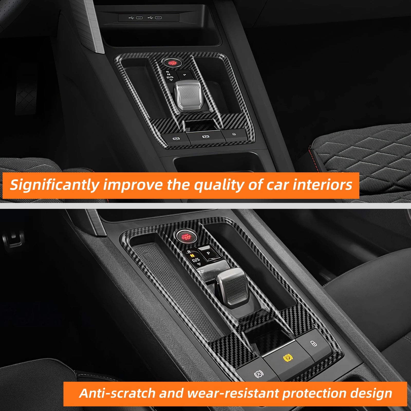 Carbon Fiber Style ABS Gear Trim for Seat Leon and Cupra