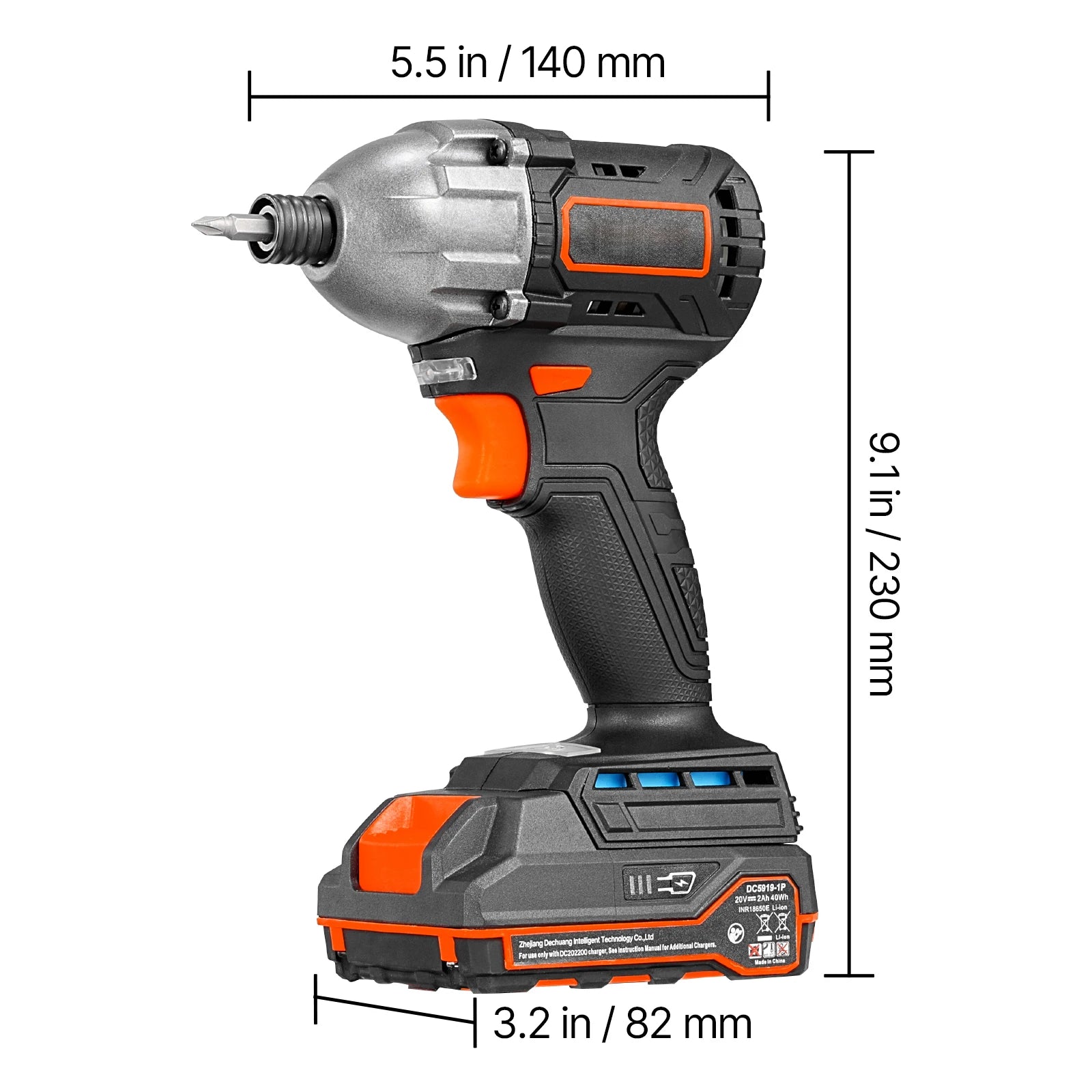 20V Cordless Impact Driver 2800 RPM with Battery, Bits & LED Light