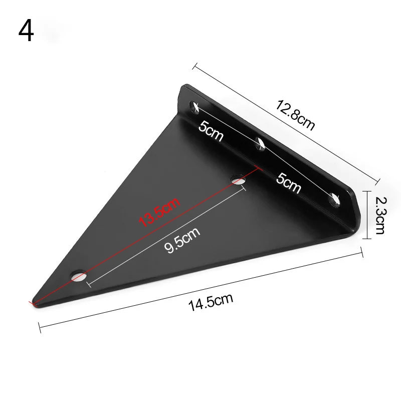 Concealed Shelf Bracket, Black, Size Options