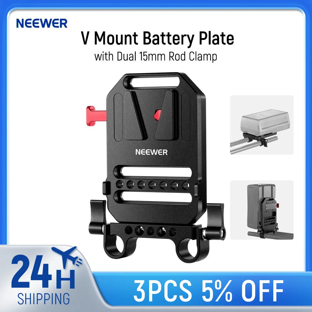 ST43 V-Mount Battery Plate with 15mm Rod Clamps