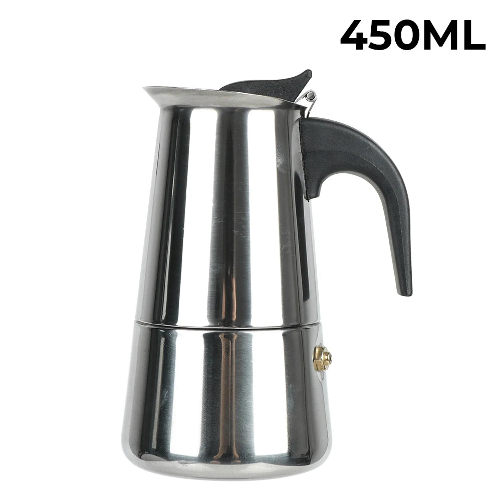 Stainless Steel Moka Pot for Stovetop Espresso, 2 to 9 Cups