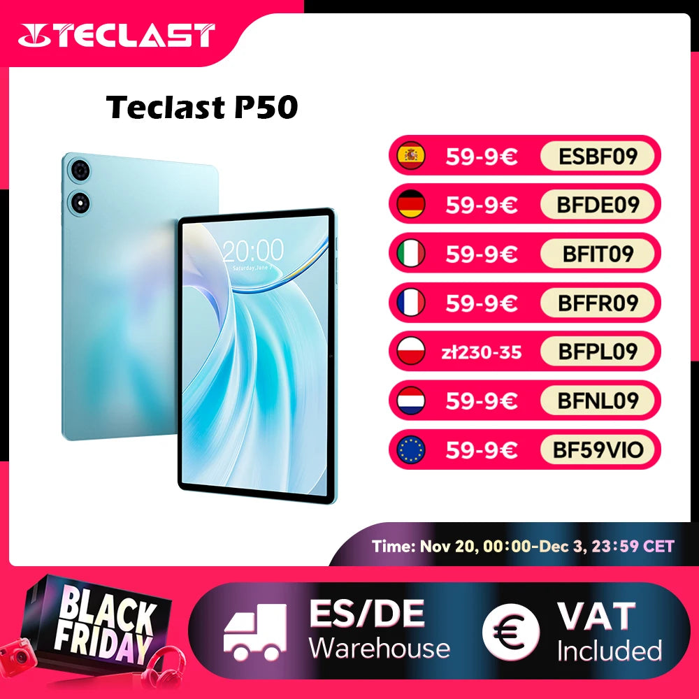 Teclast P50 2025 Android 15 Ταμπλέτα με οθόνη IPS 11"