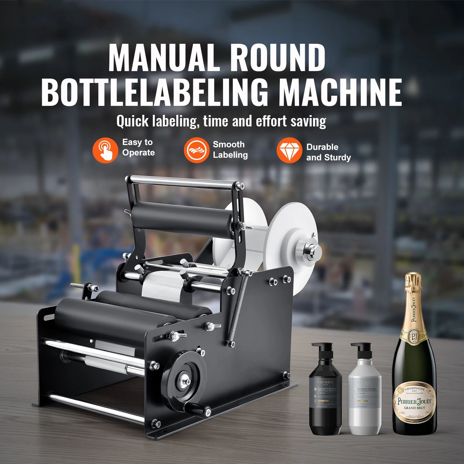 Manual Bottle Labeling Machine 15–20 Bottles/Min Adjustable