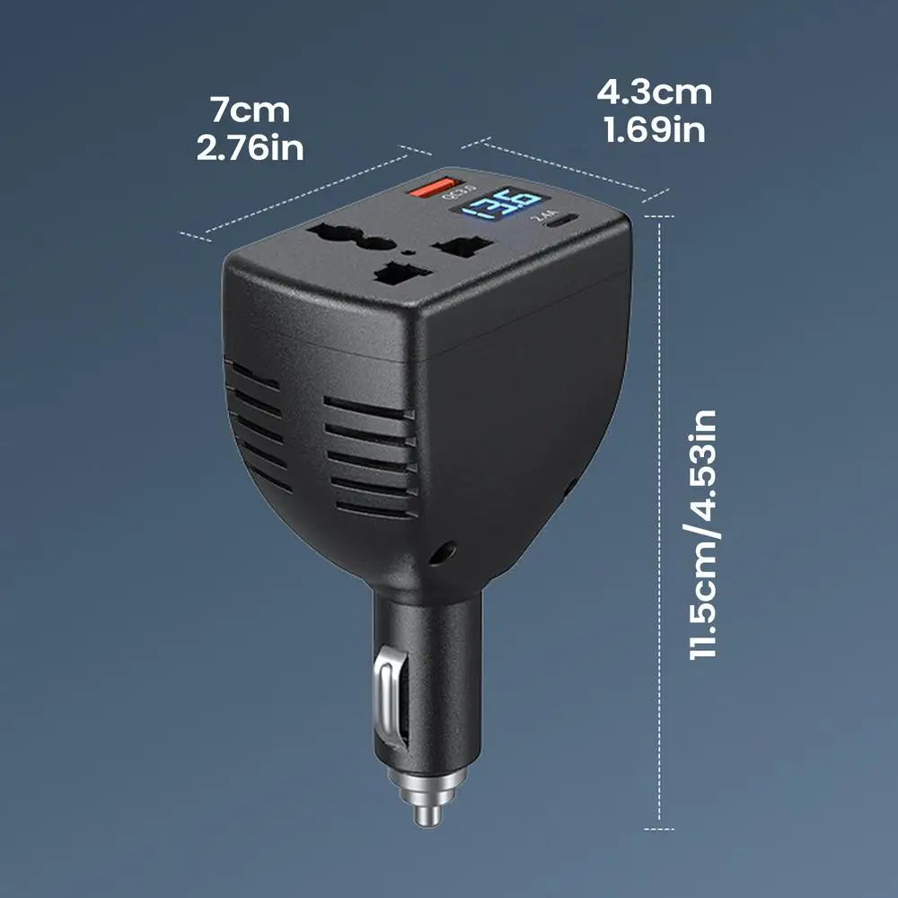 Car Laptop Charger 150W DC 12V To AC 220V Fast Charging Converter Car Plug Charger for Truck Suv Rv Boat Road Ride Trip Travel