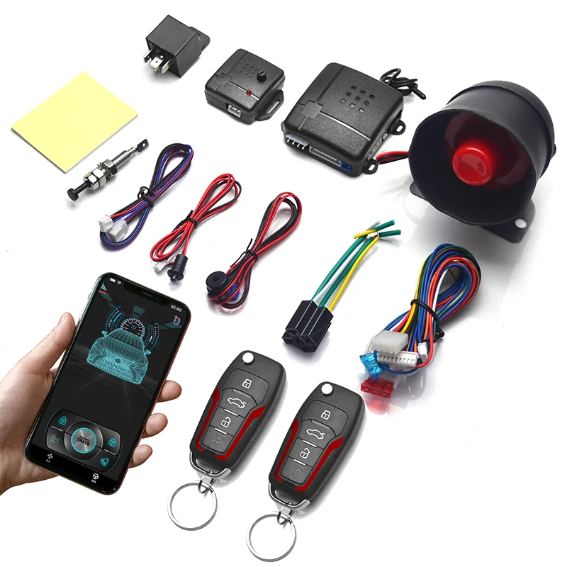 Universal Car Alarm System with Remote & App Keyless Entry Control