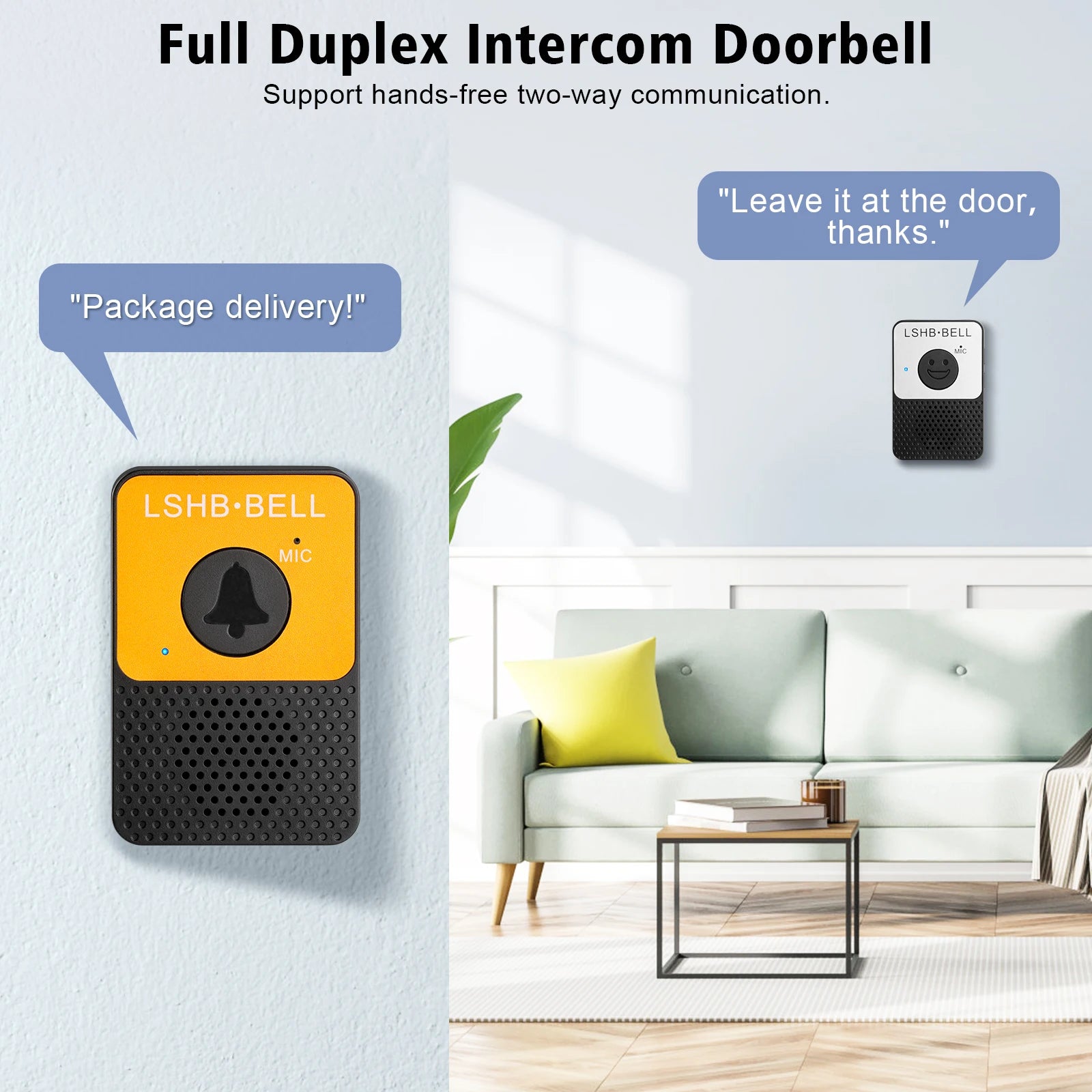 Citofono Wireless con Campanello, Portata di 800 piedi e Audio Bidirezionale Vivavoce