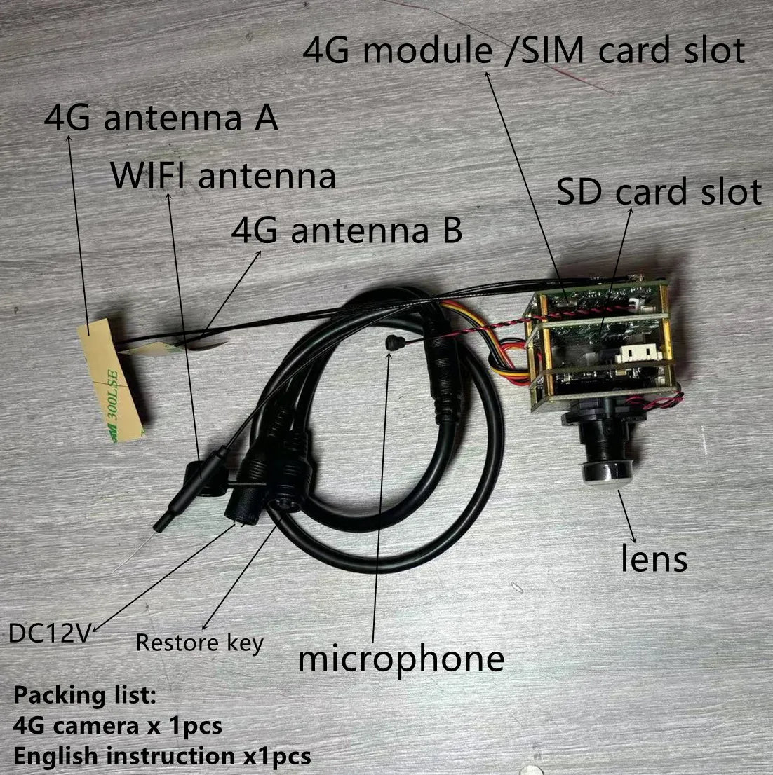 4G SIM-kaart IP-netwerk WiFi 4K 8MP cameramodule