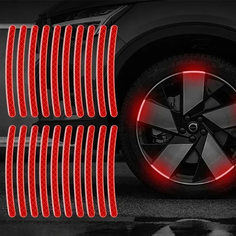Car Wheel Hub Reflective Stripes Sticker Driving Safety Tire Decor Warning Sticker Warning Reflective Tape Car Accessories 