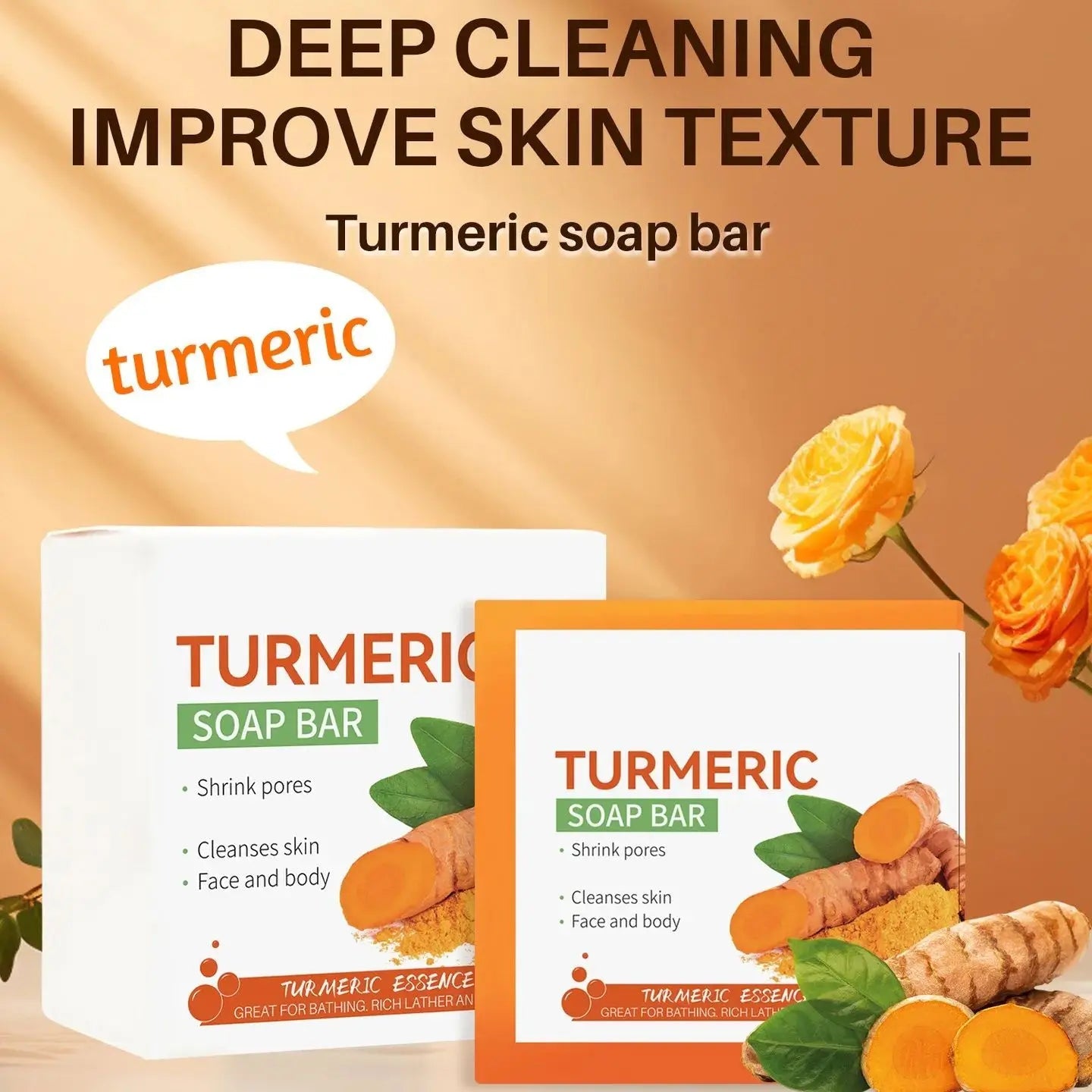 Hand Made Turmeric Soap Body Cleaning Lightening Dark Underarm Leg Body Cleansers Brightening Face Soap Tender Skin Care Beauty 