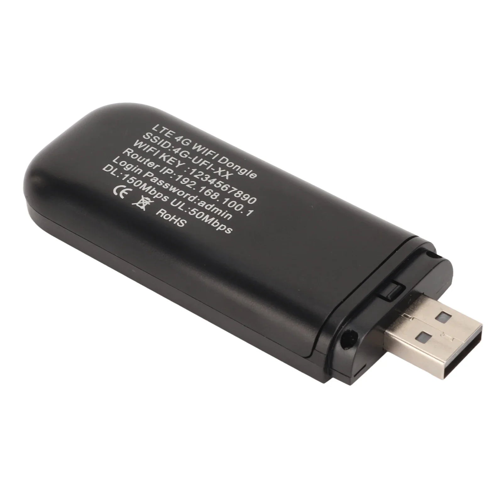 4G WiFi Router Black Up to 10 Users USB Plug and Play Micro SIM Card