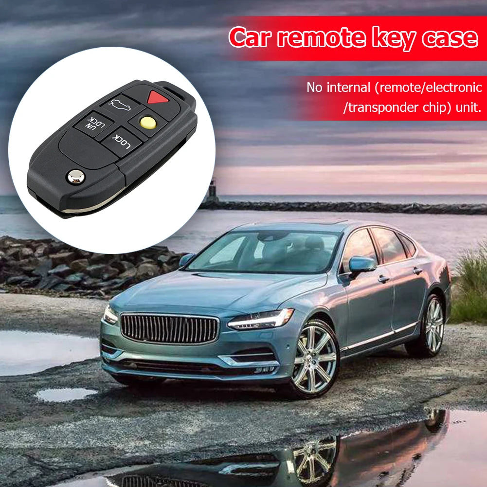 5-Button Flip Remote Key Case Replacement for Volvo Models