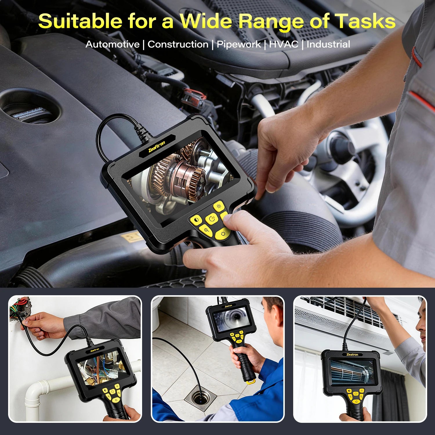 4.3" Industrial Inspection Borescope with 8mm Waterproof Probe