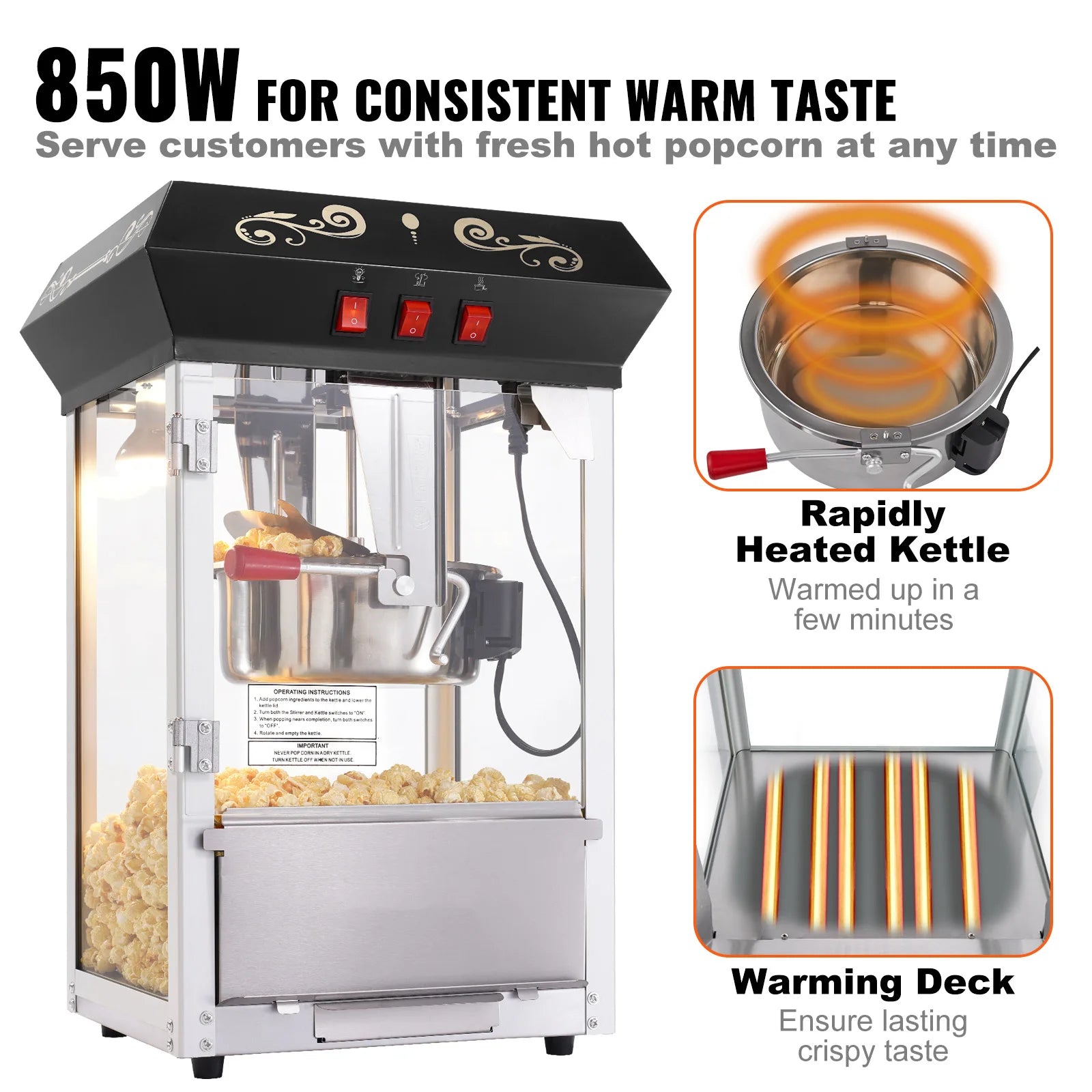 8 Oz Countertop Popcorn Maker Machine