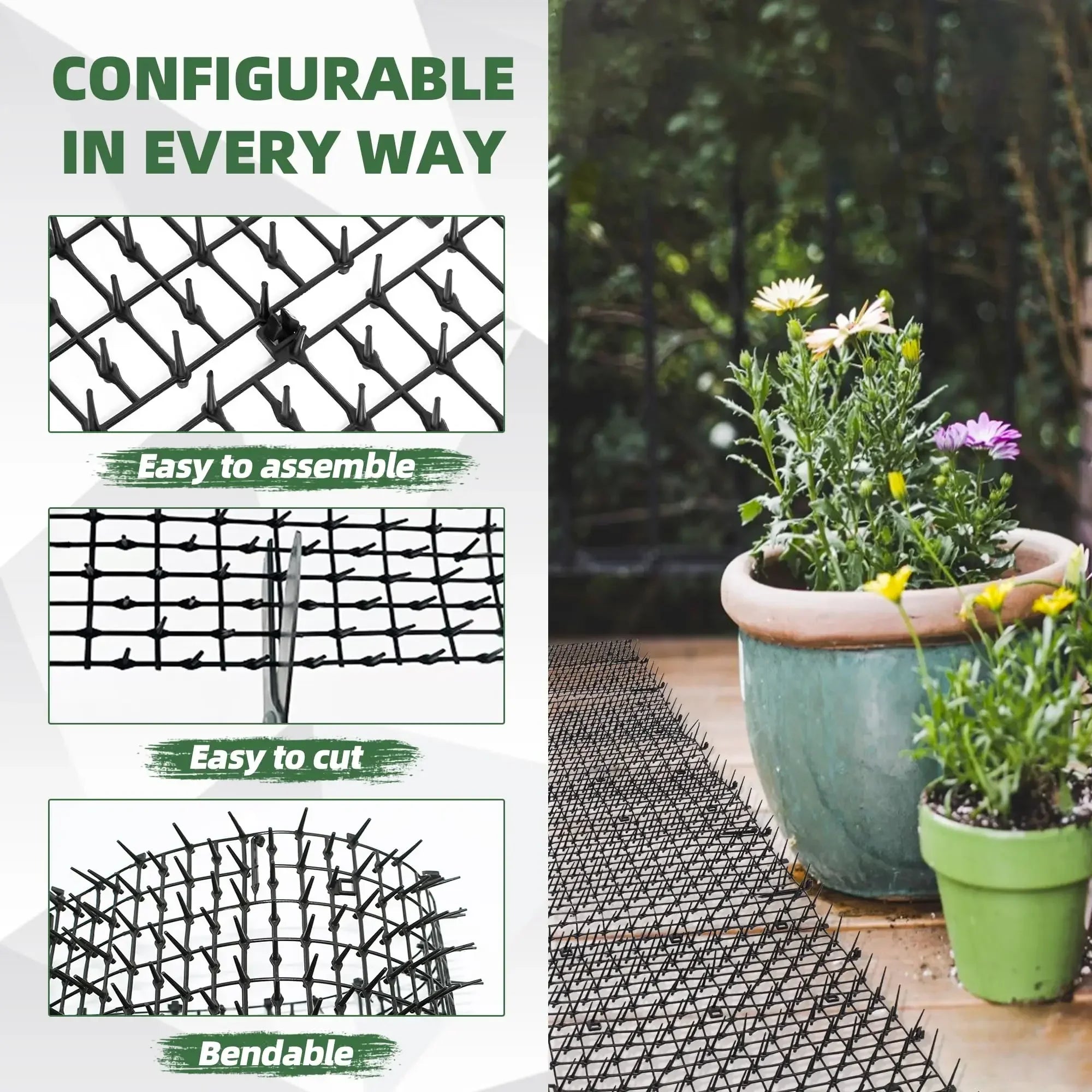 Polypropylene Cat Dog Spike Mat Animal Repellent Deterrent Anti Scat Tool Household Garden Protection