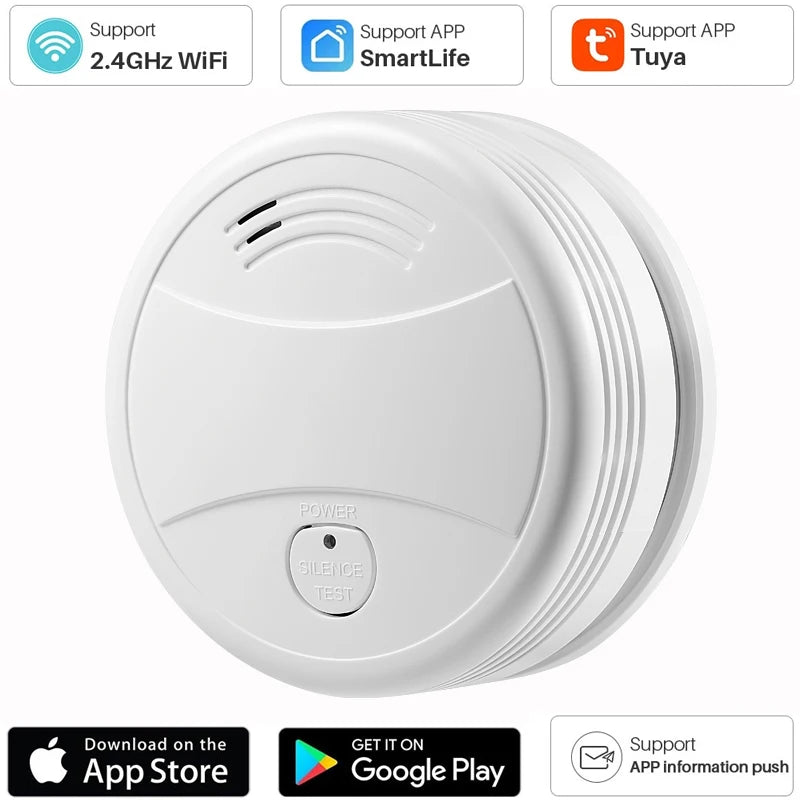 Tuya Smart Wifi Smoke Detector Sensor 80DB Alarm Fire Smoke Detector Wifi Fire Protection Home Security Alarm Smart Life APP 