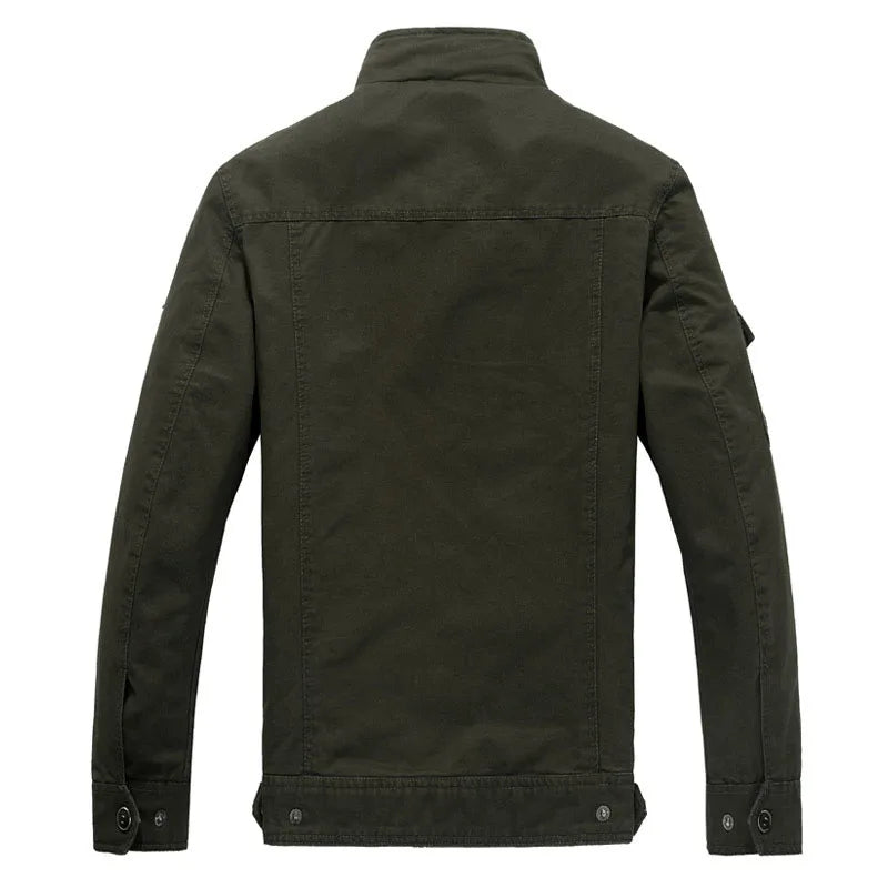 High-quality men's military jacket 2023 new multi-pocket collar embroidered sleeve pilot tooling plus size cotton jacket men 