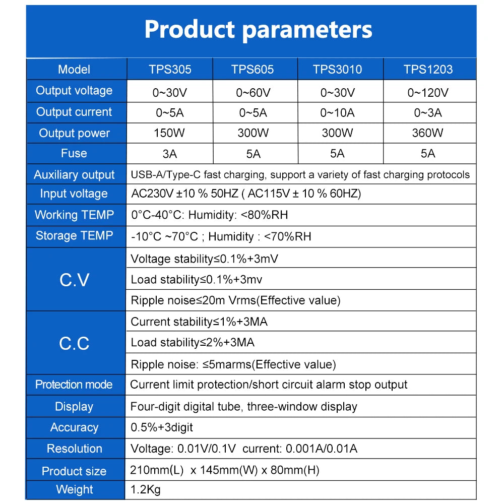 Lab Bench Power Supply Adjustable DC Unit