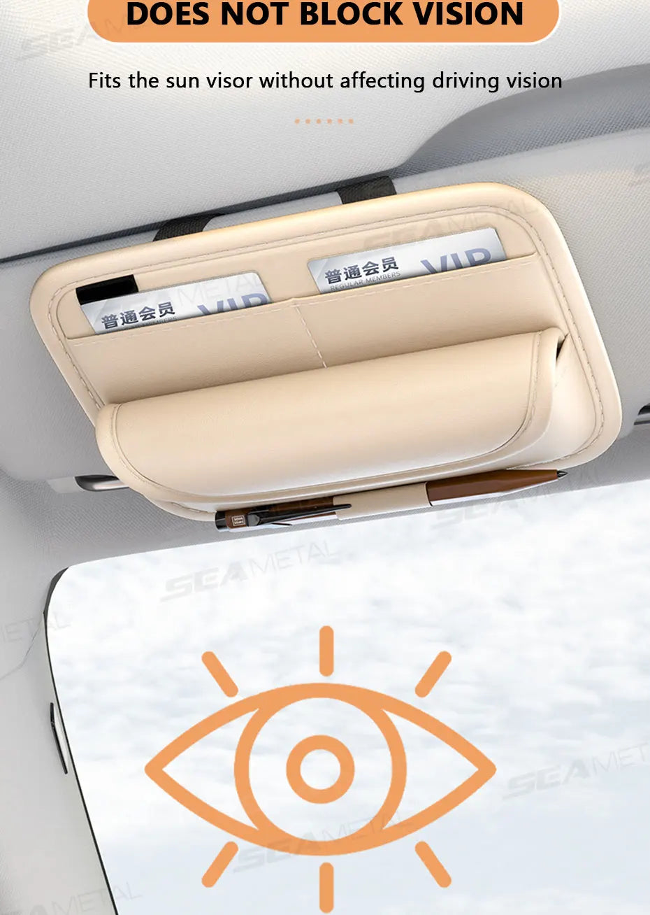 SEAMETAL Luxury Sun Visor Glasses Holder Textured Car Visor Storage Bag Scratch-Free Flannel Inner Sunglasses Case Car Organizer