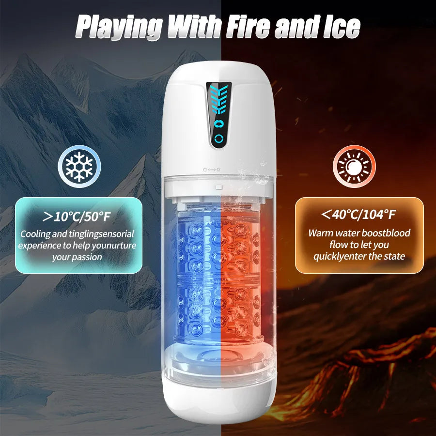 Dönen ve Yalama Fonksiyonlu Otomatik İtişli Erkek Mastürbatör