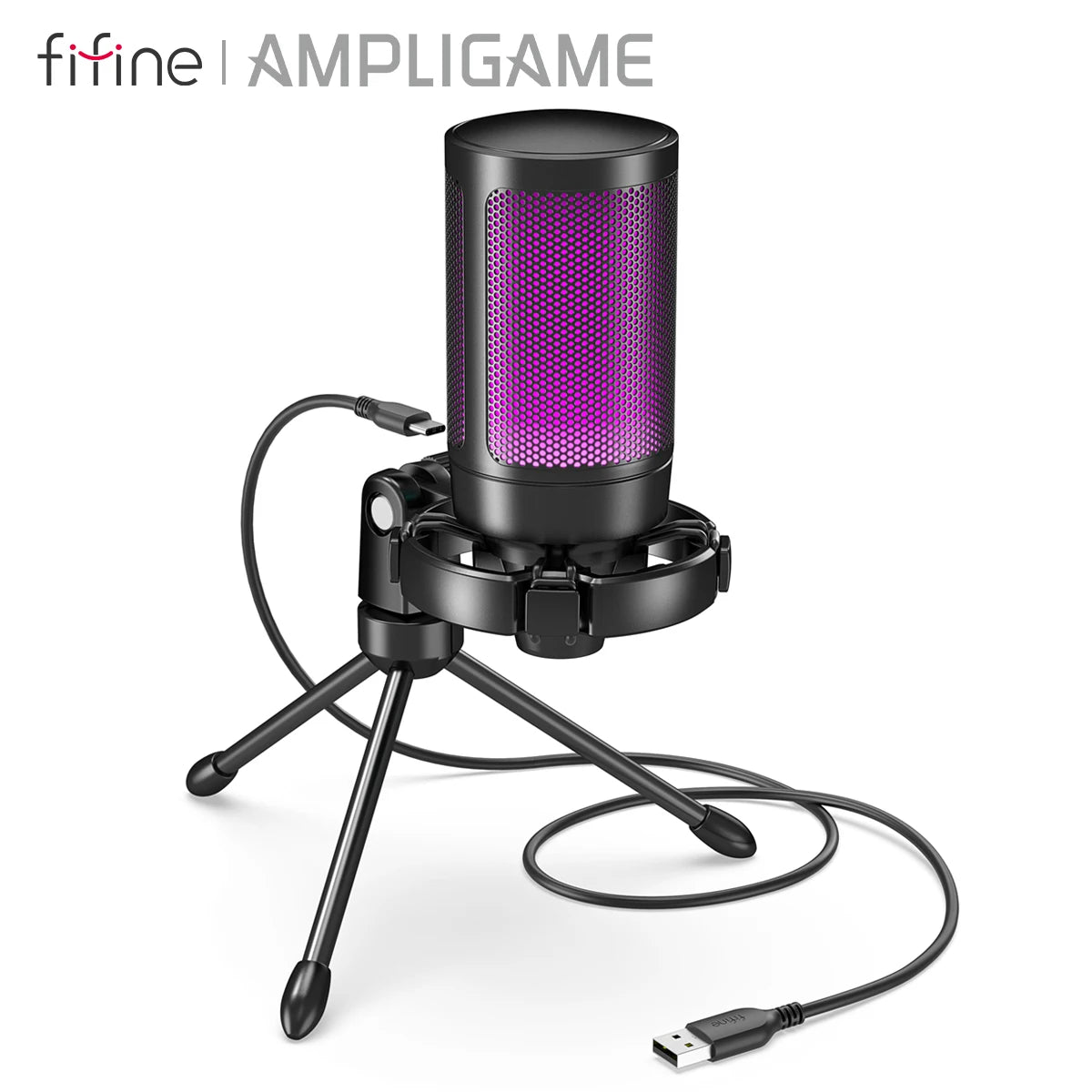 A2 RGB USB Condenser Microphone with Tripod