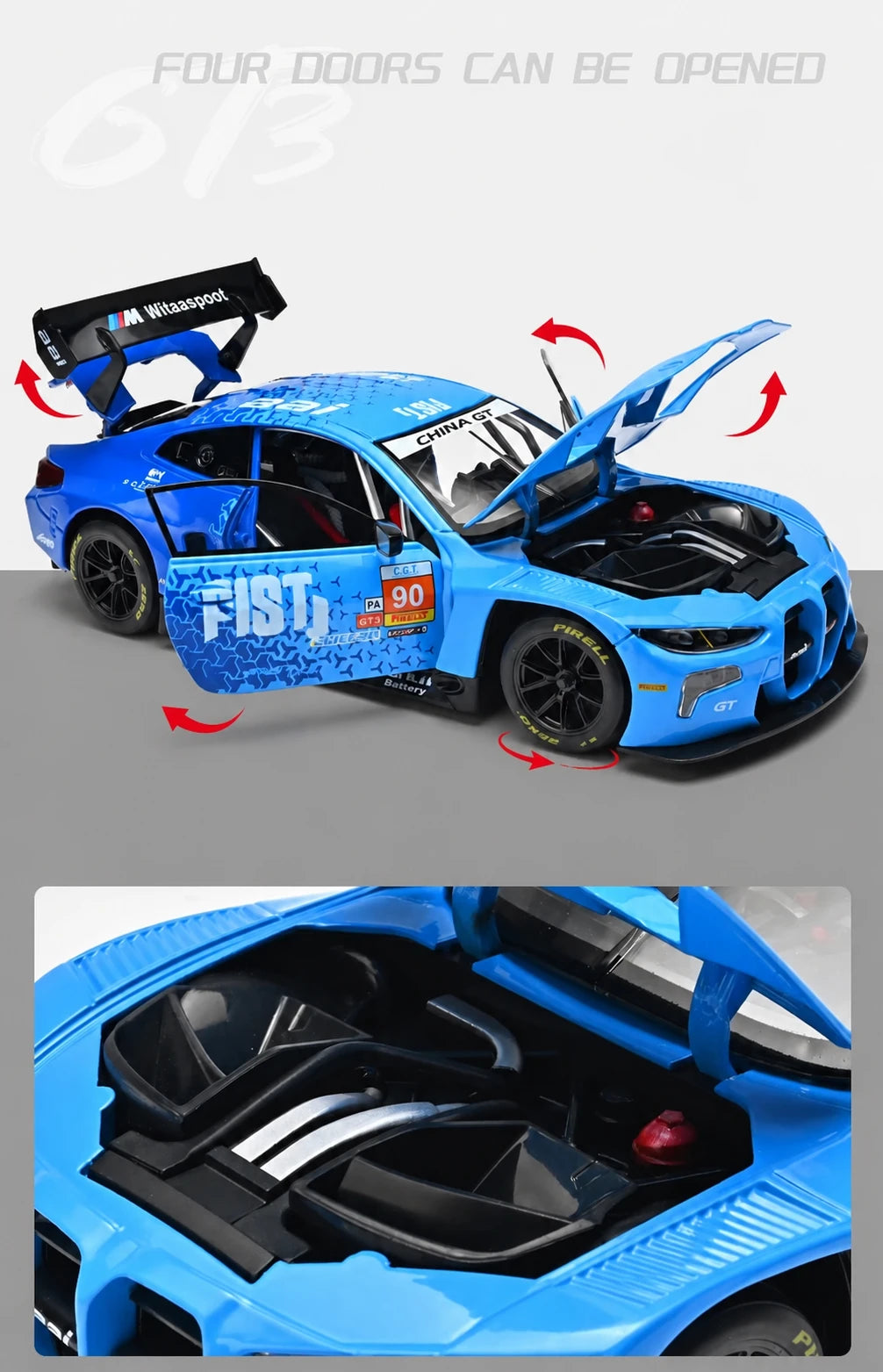 1:24 M4 GT3-modellbil i støpt metall