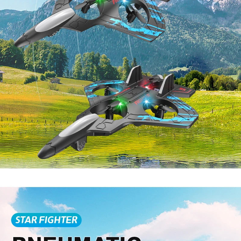 Glider Flying Helicopter RC Hobby Jet Plane 2.4G Stunt Remote Control Foam Fighter Airplane Toy With Light 