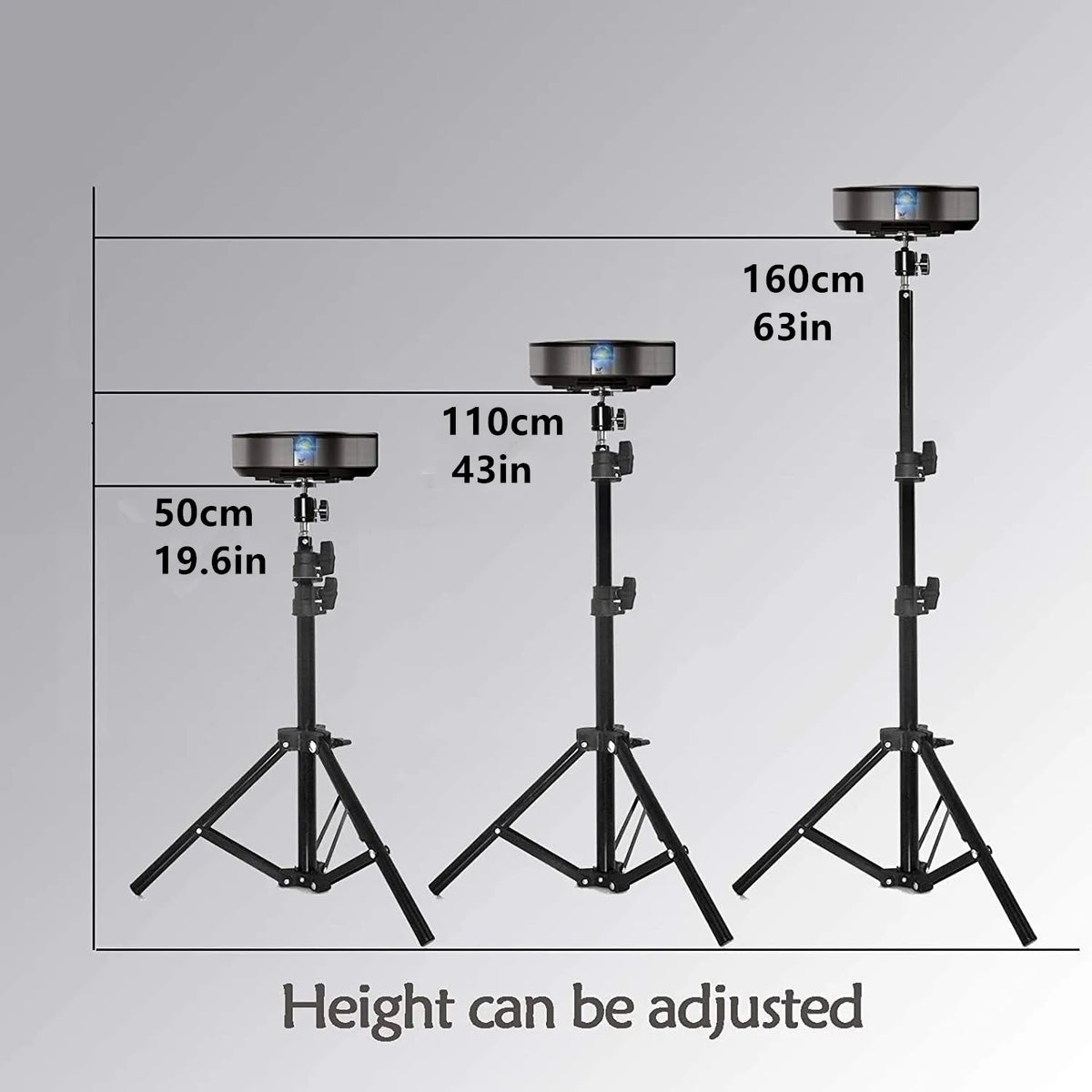 Xiaohui Soporte universal portátil de 50 cm-160 cm para HY300 proyector mini, soporte de trípode, carga máxima 1.5 kg