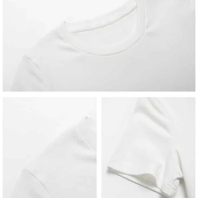 Naredi sam svoj oblikovalski vzorec za tisk Prilagodite poletno modno majico s kratkimi rokavi in ​​o izrezom, enobarvno, obrezan popek
