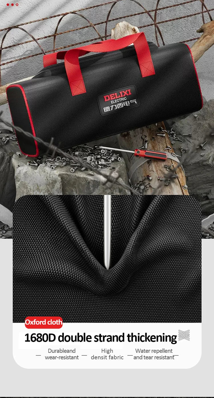 DELIXI ELECTRIC Tool Bag Oxford Cloth Portable Storage Bag, Professional Electrician and Carpenter Repair, Home Storage, HandBag 
