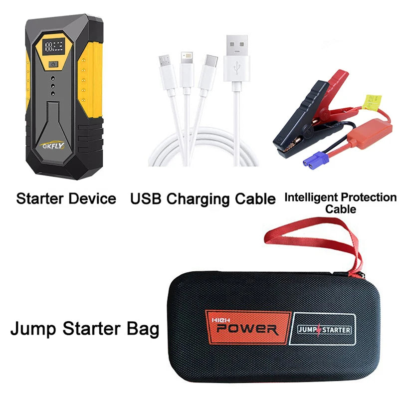 GKFLY Portable Car Jump Starter 18000mAh Power Bank Car Booster Charger 12V Starting Device Petrol Diesel Car Emergency Booster