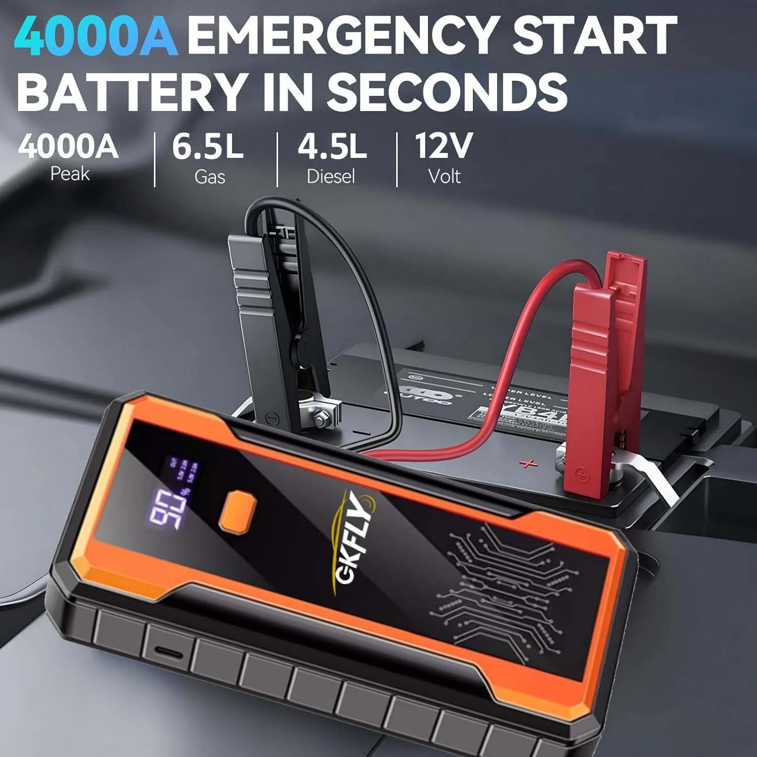 GKFLY 4000A Car Jump Starter Portable Power Bank