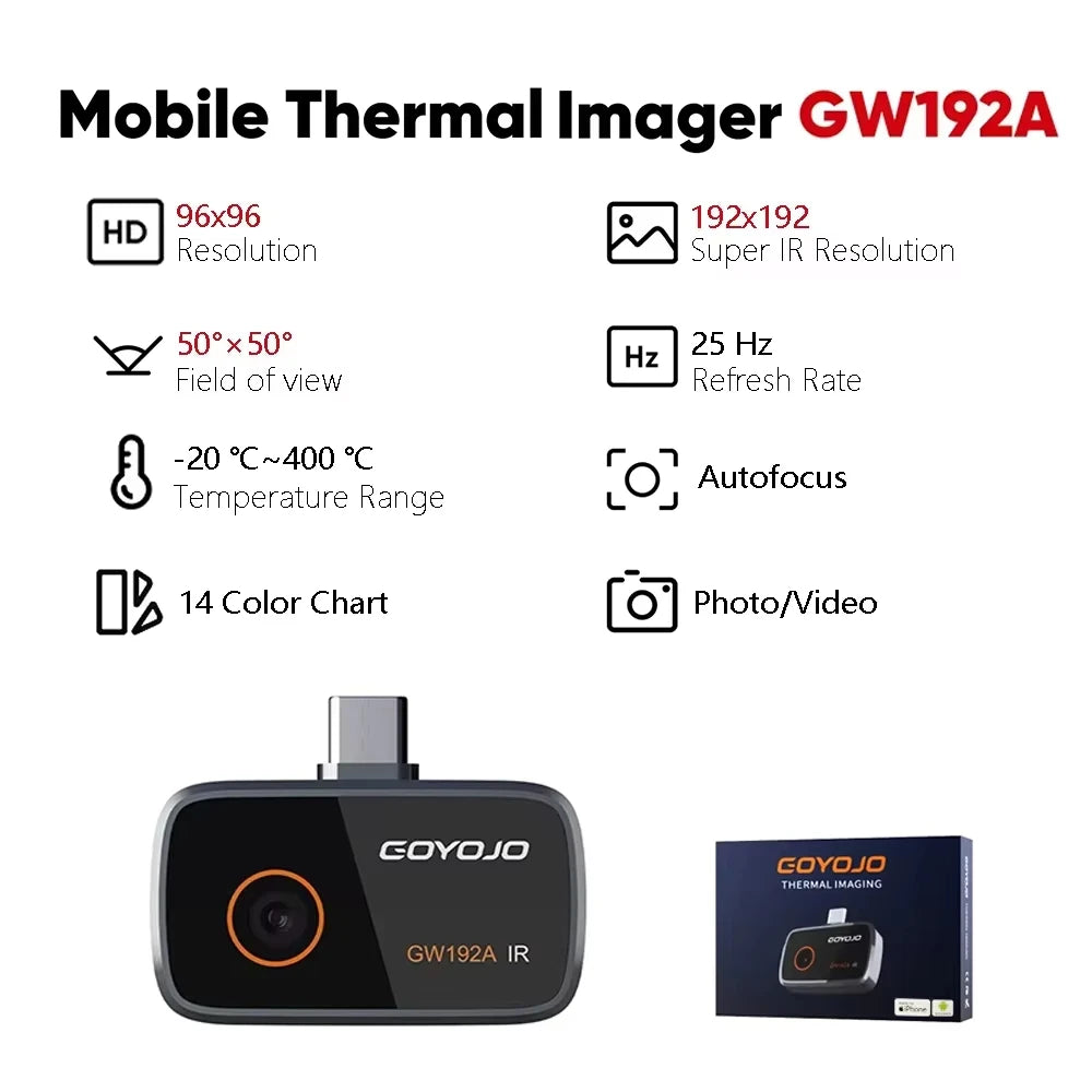 USB-C Thermal Camera 512x384 for iPhone 15+ & Android