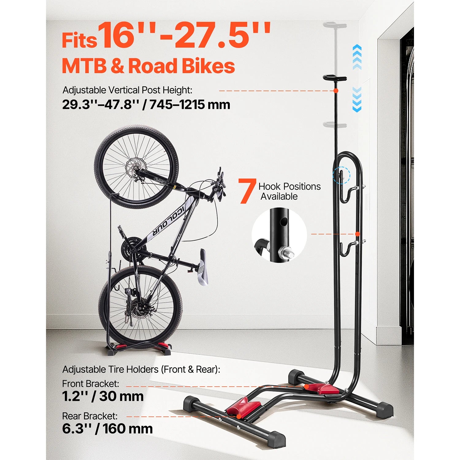 Verstellbarer Fahrradständer für 16–27,5" Fahrräder zur Aufbewahrung im Innenbereich