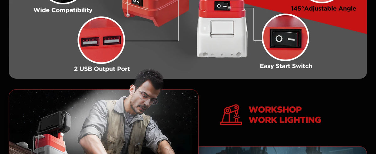 Cordless Work Light for Milwaukee M18 Batteries