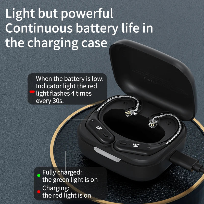 KZ AZ09 Wireless Upgrade Cable Bluetooth-compatible 5.2 HIFI Wireless Ear Hook C PIN Connector With Charging Case 