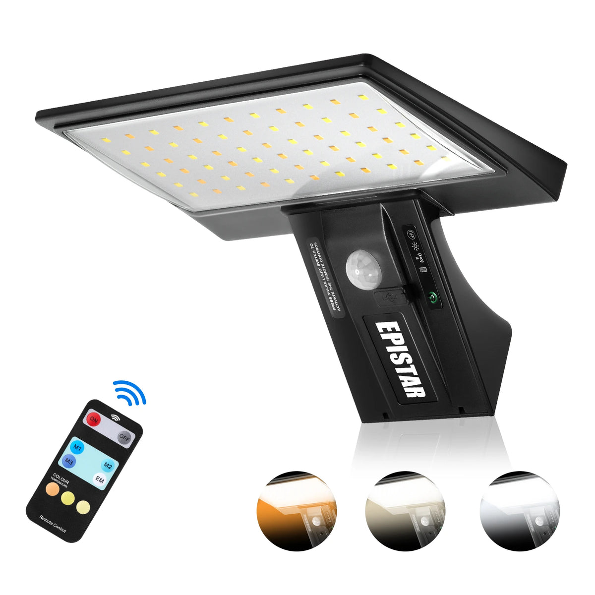 90-LED Solar Motion Floodlight with Three Colours