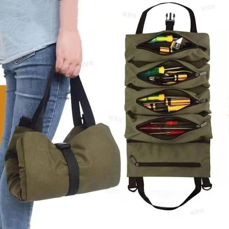 Srolovatelná brašna na nářadí s pěti kapsami na zip