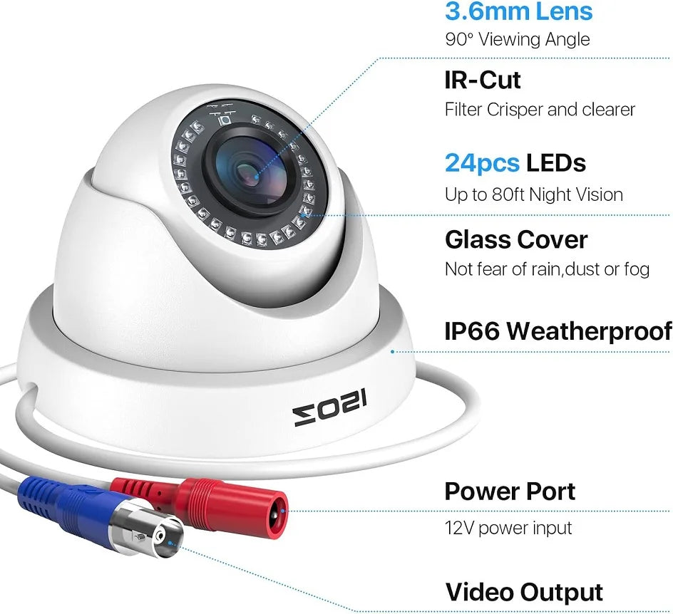 ZOSI 4-Pack 1080P Wired Security Cameras for Home CCTV