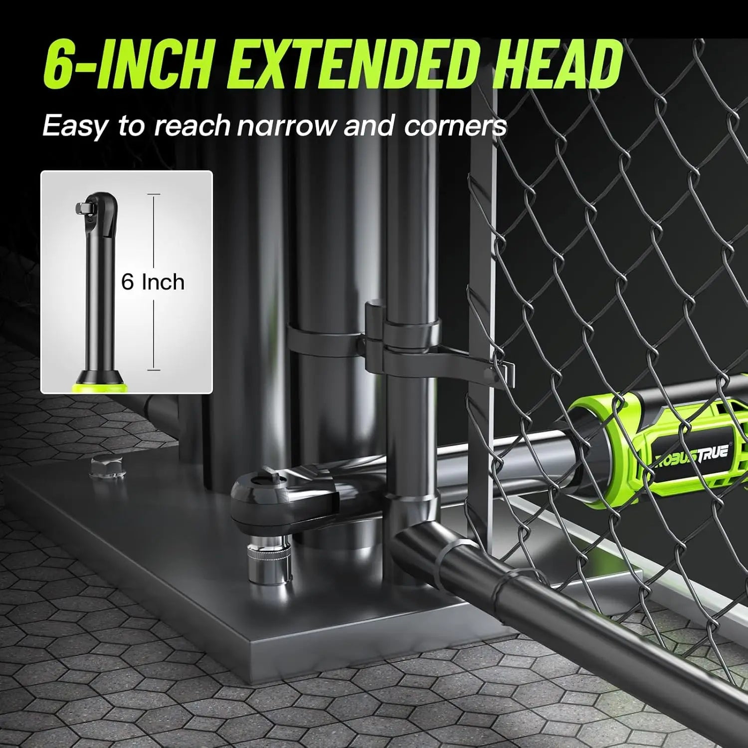 3/8 Cordless Ratchet Wrench Kit, 6-Inch Extended, 40 Ft-lbs, 400 RPM, 2.0Ah Battery