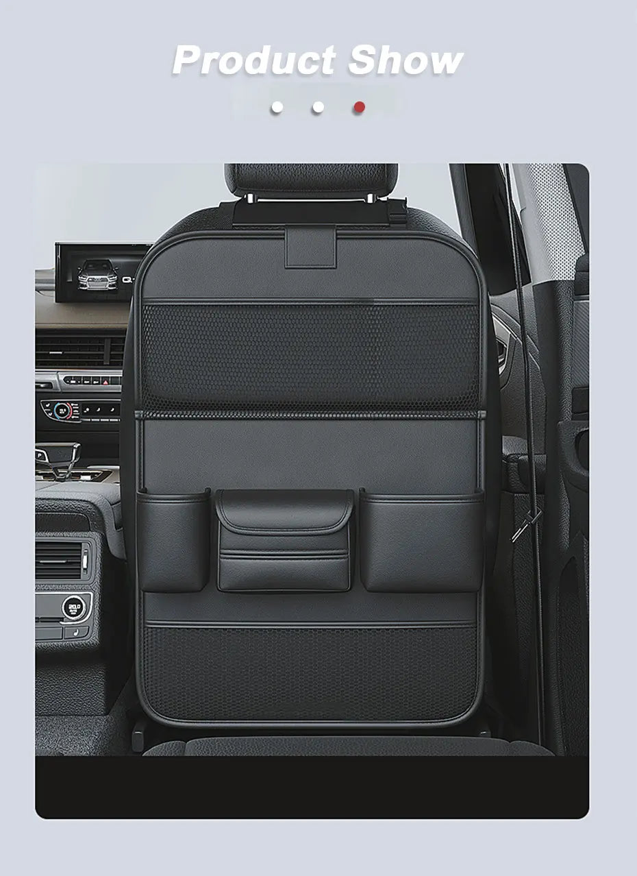 SEAMETAL Car Seat Back Organizer Auto Back Seat Storage Bag with Foldable Table Tray Tablet Holder Tissue Box Car Accessories