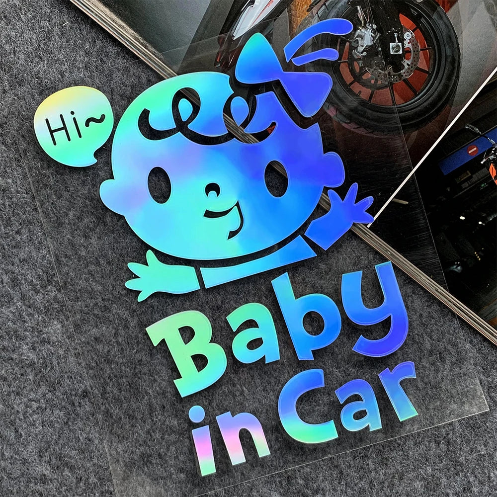 Αυτοκόλλητο Baby in Car με αντανακλαστικό ή ουράνιο τόξο – Σχέδια επιλογών