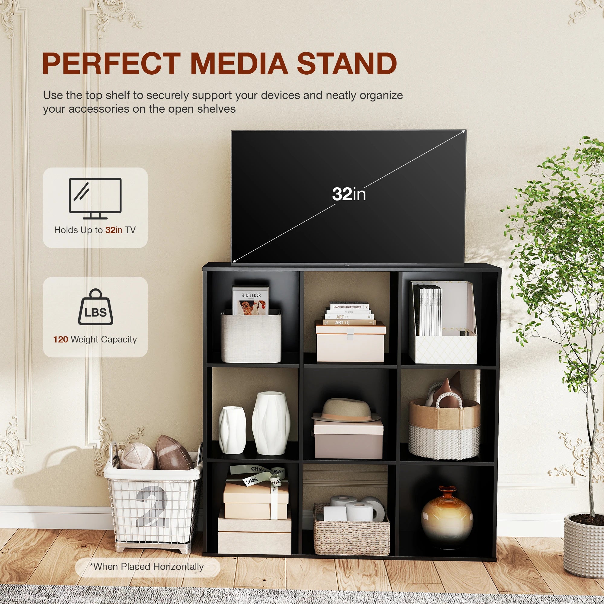 9 Cube Storage Organizer Wooden Bookcase Shelf for Home