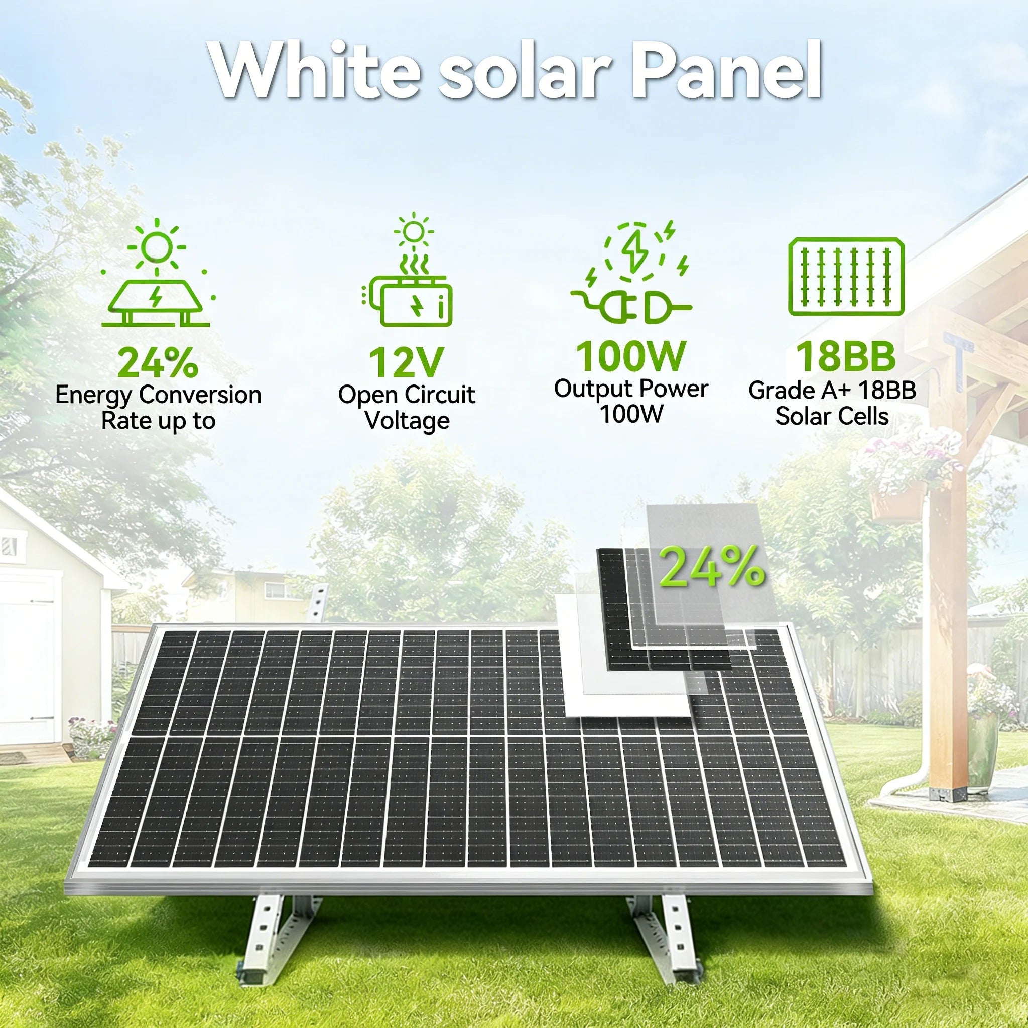 Painel Solar Monocristalino Tipo N 100W 12V 18BB
