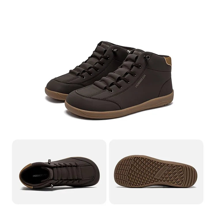 Botas de Cano Médio Barefoot HOBIBEAR para Homem e Mulher, Biqueira Larga, Botas de Tornozelo para Exterior, Antiderrapantes, em Pele Artificial