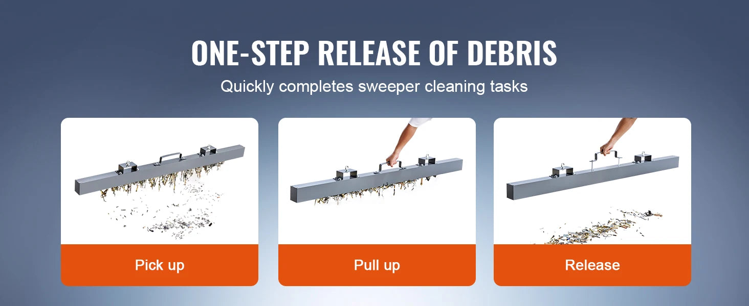 15" Rolling Magnetic Sweeper with Wheels for Nails & Metal Debris