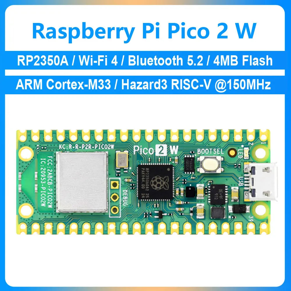 Placa de microcontrolador Raspberry Pi Pico 2 W RP2350