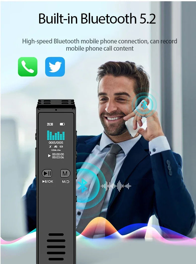 Voice Activated Recorder Bluetooth Digital Professional Sound Recording Device Audio Listening Dictaphone STTWUNAKE 