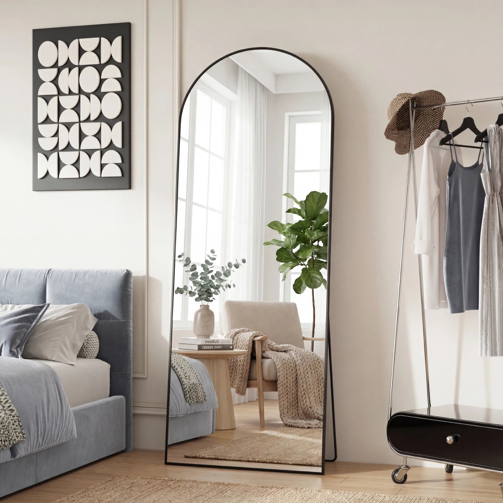 Zrcadlo na podlahu celkové délky 65" x 24" s hliníkovým rámem