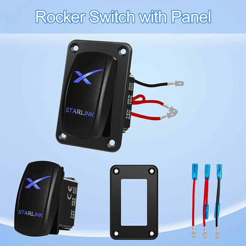 Interruttore a bilanciere SPST a 5 pin con etichetta Starlink e LED blu