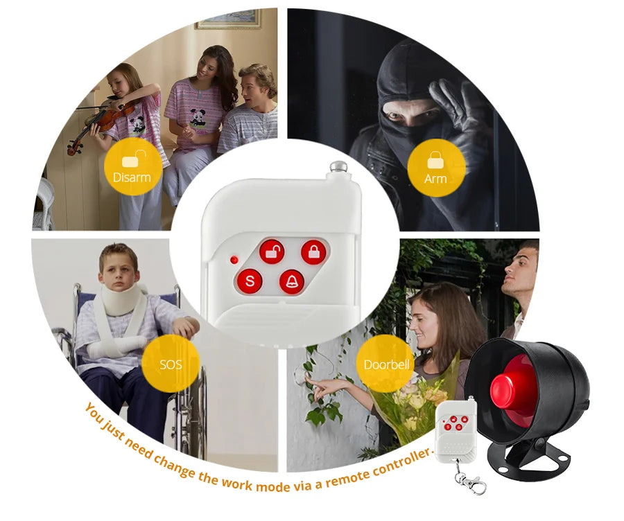 Wireless Home Security Alarm System Kit with Siren, Sensors and Remote